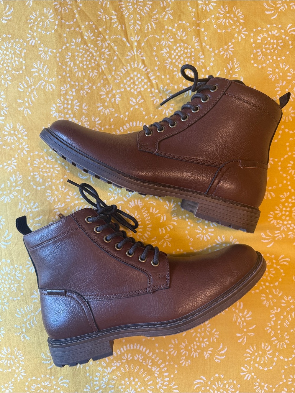 Crown Vintage Men's Dark Brown Leather Lace-Up Boots